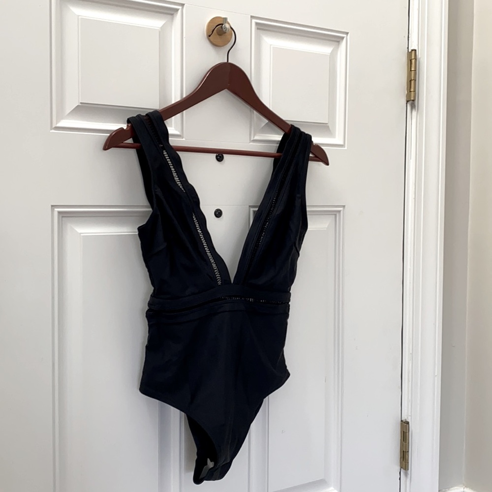 Ted Baker London Plunge One Piece Swimsuit Black - Picture 4 of 8